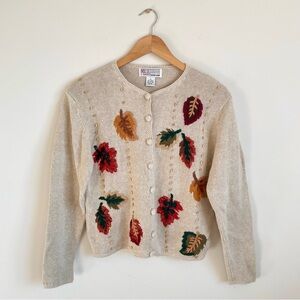 Vintage Autumn Fall Leaves Cardigan Sweater by Milano Design Group